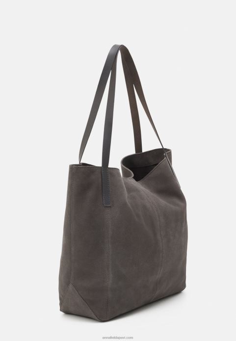 sievietes ādas rokassomiņa antracīts 2LHT2303 Anna Field